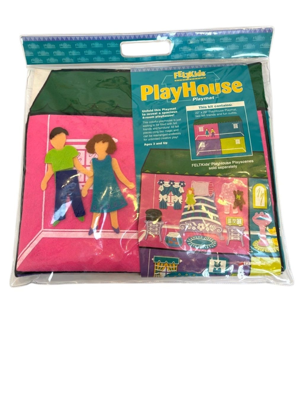 Vintage Learning Curve FeltKids PlayHouse Playmat & 4 Furniture Room Sets Y2K
